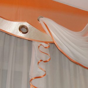 Жорсткий ламбрекен Lumelle Три Хвилі 250см персиковий з помаранчевим (61_1ж)