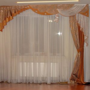 Жорсткий ламбрекен зі шторою Lumelle Три Хвилі 3м коричневий (61_2ж)