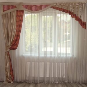 Жорсткий ламбрекен зі шторою Lumelle Rose 250м бежевий з рожевим (71_7ж)