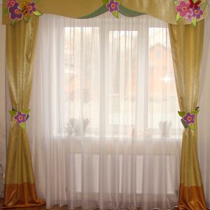 Жорсткий ламбрекен зі шторами Lumelle Квіткова галявина 250см оливковий (80_2ж)