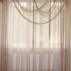 Жорсткий ламбрекен з нитками Lumelle Abstract 2м пісочний з теракотовим (90ж)