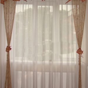 Жорсткий ламбрекен з нитками Lumelle Abstract 2м пісочний з теракотовим (90ж)