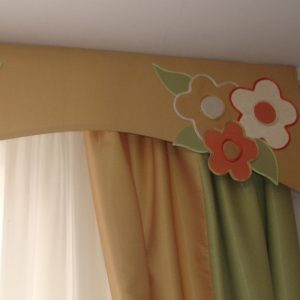 Жорсткий ламбрекен зі шторами Lumele Ромашки 3м салатовий (90_1ж)