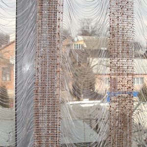 Комплект тюль в кухню з жорстким ламбрекеном Lumelle Розпис 150см бежевий (99ж)