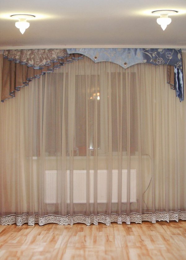 Жорсткий ламбрекен Lumelle Атлас 250см блакитний з сірим (103ж)