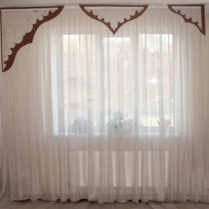 Жорсткий ламбрекен з шторкою Lumelle Elements 250см коричневий з молочним (110ж)