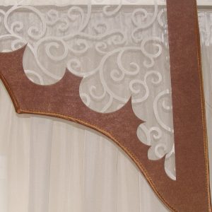 Жорсткий ламбрекен з шторкою Lumelle Elements 250см коричневий з молочним (110ж)