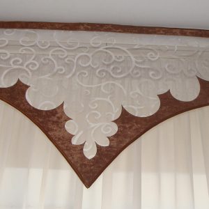 Жорсткий ламбрекен з шторкою Lumelle Elements 250см коричневий з молочним (110ж)