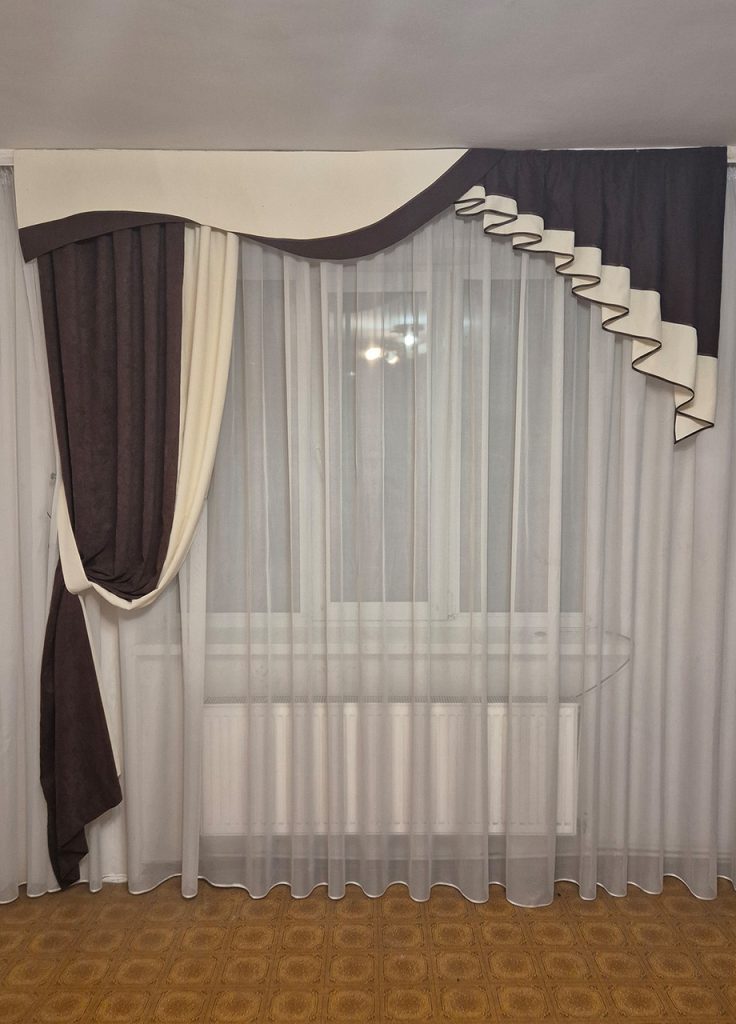 Жорсткий ламбрекен Lumelle Lux 250см з шторою,  шоколадний з молочним (1_3ж)