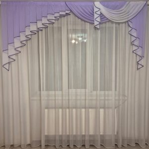 Ламбрекен асиметричний  Lumelle карниз 250см фіолетовий з білим (20_9_2,5м)