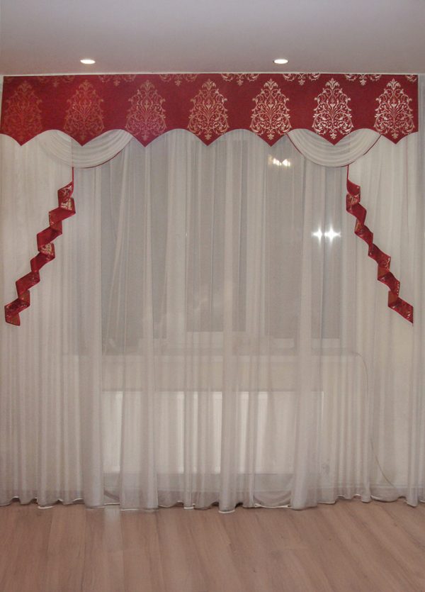 Жорсткий ламбрекен Lumelle Damask 250см Бордовий (140_1ж)