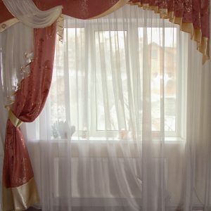 Жорсткий ламбрекен зі шторою Lumelle Damask  250см Рожевий (140_6ж)