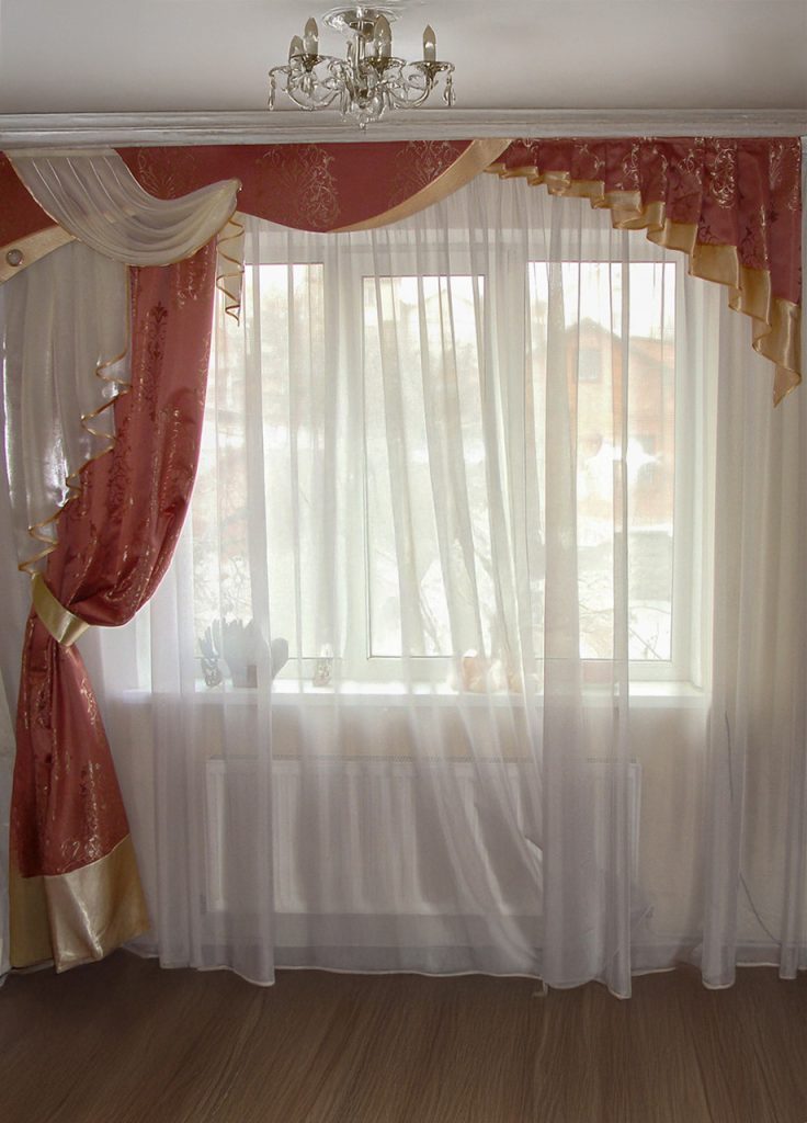 Жорсткий ламбрекен зі шторою Lumelle Damask  250см Рожевий (140_6ж)
