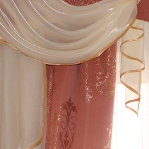 Жорсткий ламбрекен зі шторою Lumelle Damask  250см Рожевий (140_6ж)