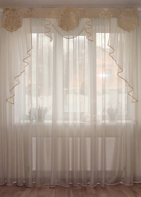 Жорсткий ламбрекен Lumelle Damask Корона 2м молочний (141_6ж)
