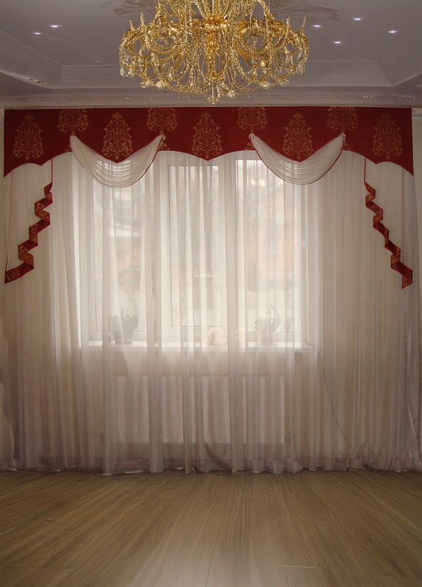 Жорсткий ламбрекен Lumelle Damask 3м Теракотовий із золотим (142_3ж)