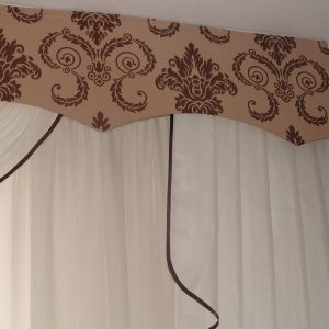 Жорсткий ламбрекен Lumelle Damask 3м бежевий з коричневим (142_8ж)