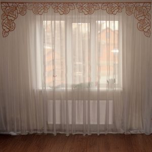 Ажурний ламбрекен Lumelle Ажур Троянди 3м коричневий (140_4л)