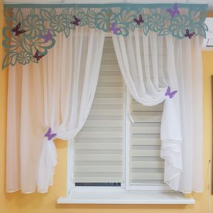 Ажурний жорсткий ламбрекен Lumelle Ажур Flowers 2м бірюзовий (141_6л)