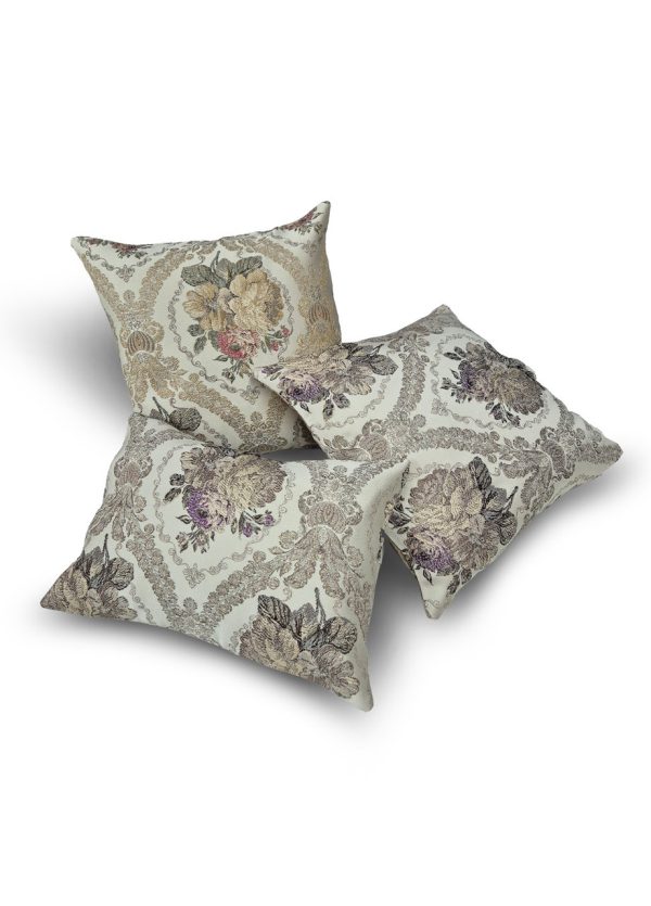 Комплект декоративних подушок Lumelle Flowers 38х38см 2шт 38х27см 1шт бежевий з коричневим і сірим  (п_0804)