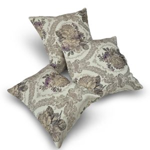 Комплект декоративних подушок Lumelle Flowers 38х38см 2шт 38х27см 1шт бежевий з коричневим і сірим  (п_0804)