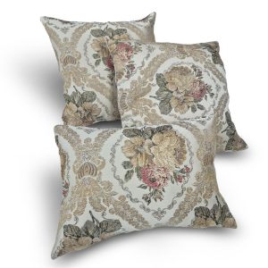 Комплект декоративних подушок Lumelle Flowers 38х38см 2шт 38х27см 1шт бежевий з коричневим і сірим  (п_0804)