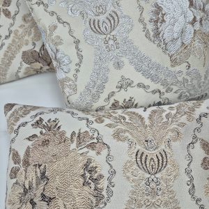 Комплект декоративних подушок Lumelle Flowers 3шт бежевий з коричневим і сріблястим  (п_0805)