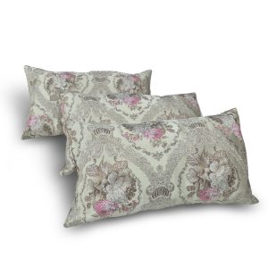 Комплект декоративних подушок Lumelle Flowers 38х38см 3шт  бежевий з коричневим і золотистим  (п_0806)