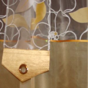 Комплект тюль і панельних шторок Lumelle Abstract карниз 200см золотистий з бежевим (70_2к)