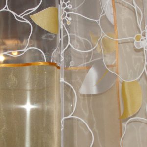 Комплект тюль і панельних шторок Lumelle Abstract карниз 200см золотистий з бежевим (70_2к)