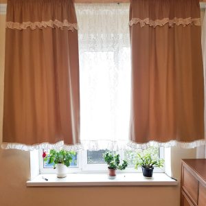 Комплект штор і тюль до підвіконня Lumelle Ажур карниз 200см бежевий (70_3к)