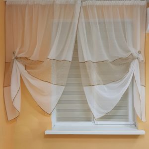 Комплект тюль до підвіконня Lumelle карниз 200см білий з бежевим (70_8к)