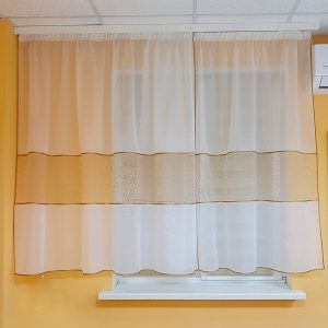 Комплект тюль до підвіконня Lumelle карниз 200см білий з бежевим (70_8к)