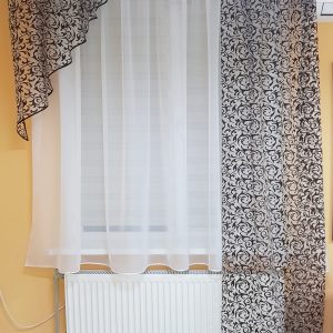 Комплект тюль до підвіконня і штора Lumelle Вензель карниз 200см білий з коричневим (71_1к)