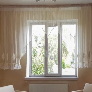 Комплект тюль до підвіконня Lumelle Коронки карниз 350см кремовий (71_2к)