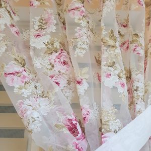 Комплект тюль з двох половинок Lumelle Троянди карниз 200см бежевий (72_3к)