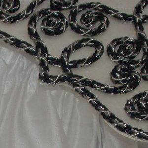Комплект тюль до підвіконня Lumelle Ажур карниз 200см білий з сірим (75_4к)