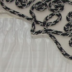Комплект тюль до підвіконня Lumelle Ажур карниз 200см білий з сірим (75_4к)