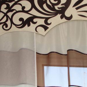Комплект гардин до підвіконня та жорсткий ламбрекен Lumelle Style 200см молочний з венге (79_2к)