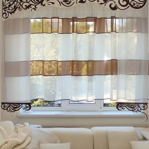 Комплект гардин до підвіконня та жорсткий ламбрекен Lumelle Style 200см молочний з венге (79_2к)