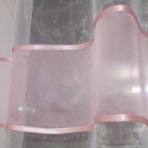 Комплект тюль зі шторкою до підвіконня Lumelle Damask карниз 200см білий з з рожевою оборкою (90_2к)