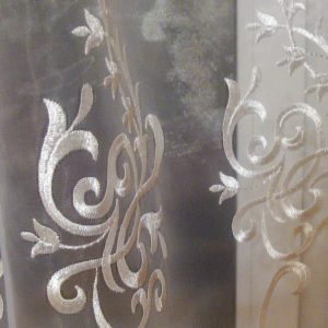 Комплект тюль зі шторкою до підвіконня Lumelle Damask карниз 200см білий з з рожевою оборкою (90_2к)