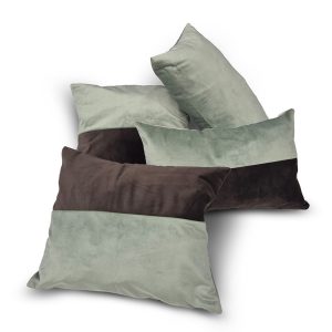 Комплект декоративних подушок Lumelle Оксамит 33х33см 1шт, 35×30см 1шт, 40×25см 1шт, 38х23см 1шт  Зелені з венге  (п_0810)