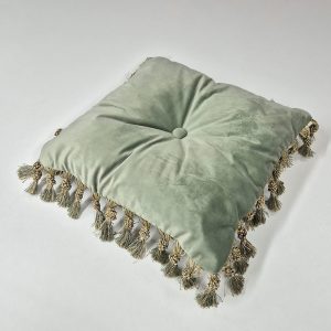 Подушка для декору Lumelle Handmade королівська з бахрамою  40х40см 1шт, салатова  (п_0172_2)