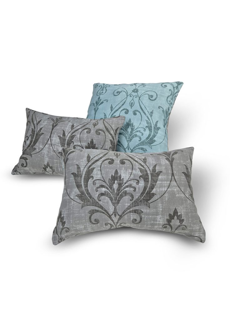 Комплект декоративних подушок Lumelle Damask  44х30см 2шт 43х43см 1шт  сірий і бірюзовий (п_0815)