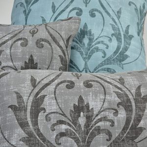 Комплект декоративних подушок Lumelle Damask  44х30см 2шт 43х43см 1шт  сірий і бірюзовий (п_0815)