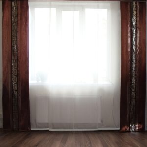 Комплект панельних штор і ламбрекен Lumelle Ornament карниз 300см коричневий із золотистим (20_3т)