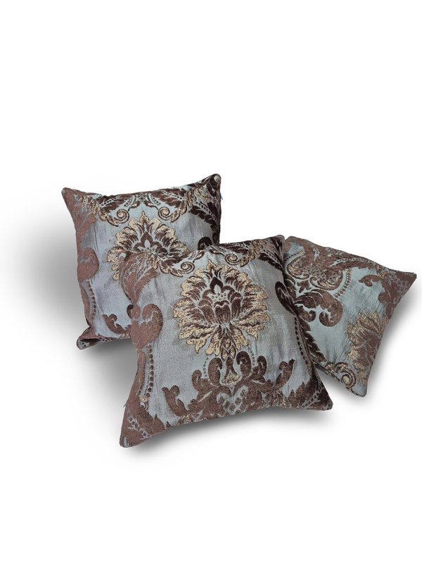 Комплект декоративних подушок Lumelle Damask 32х32см 3шт коричневий з бірюзовим (п_0849)