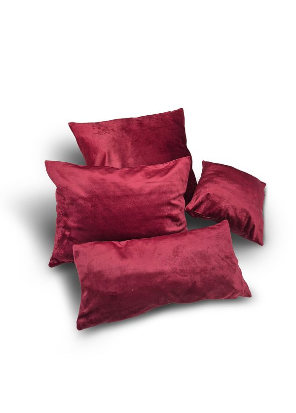 Комплект декоративних подушок Lumelle Simple оксамит 38х38см 1шт, 38х28см 1шт, 30х24см 1шт, 38х20см 1шт бордовий (п_0851)