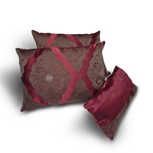 Комплект декоративних подушок Lumelle Damask 47х35см 2шт, 37х20см 1шт бордовий з коричневим (п_0852)